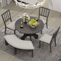 Round dining discount table with bench